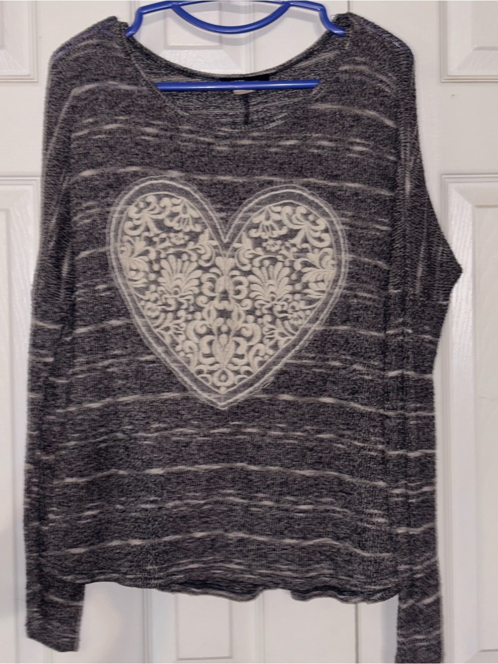Cozy Casual Navy and Cream Marled Knit Sweater